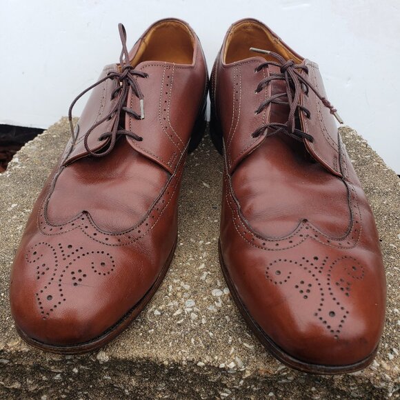 Allen Edmonds 10436 Brown LeatherWingtip Oxford Made in USA Shoes 10D - Picture 1 of 15